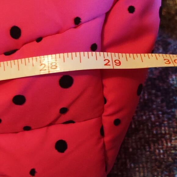 New R 1881 size 12M pink black polka‎ dot hood footed snowsuit zip foldover hand - Picture 7 of 8